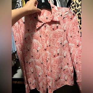 Alice and olivia willa flamingo button up